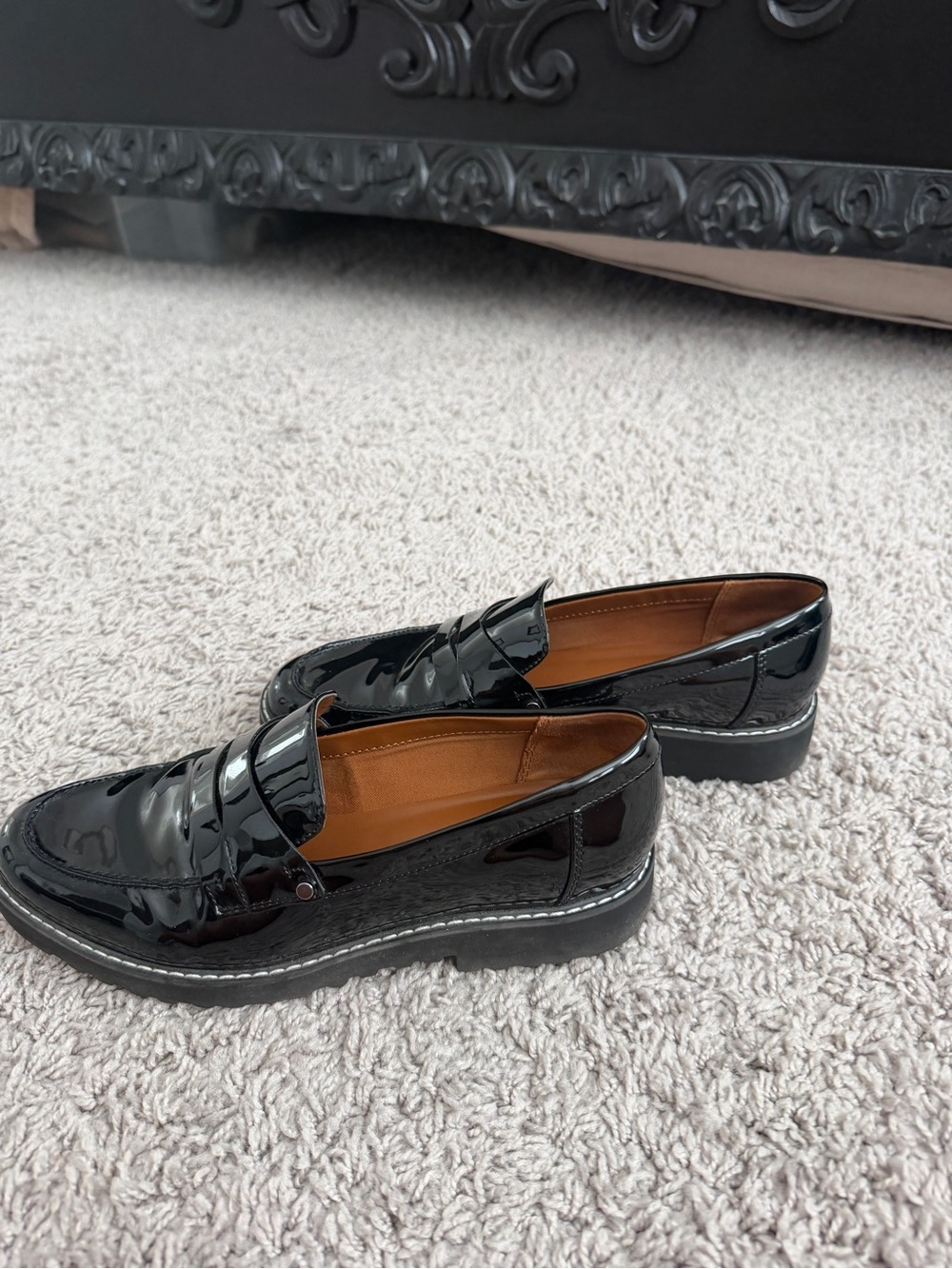 Franco Sarto Black Patent Leather Penny Loafers - Picture 4 of 8